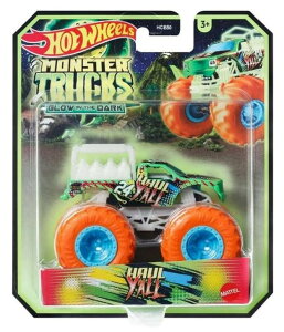 �z�b�g�E�B�[�� �����X�^�[�g���b�N Hot Wheels Monster Trucks Glow in The Dark 1:64 Scale Trucks Haul Y'all �y���s�A���i�z