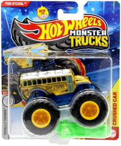 �z�b�g�E�B�[�� �����X�^�[�g���b�N Hot Wheels Monster Trucks Too S'Cool [School Bus] Includes Crushed Car - Totally Tooned 3/4 - New for 2025! 1:64 Scale Diecast Toy Vehicle �y���s�A���i�z