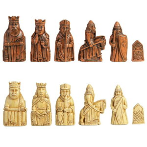 �`�F�X�Z�b�g Veronese Design 3 1/2 Inch King Isle of Lewis Chess Men Set Resin Hand Painted Collectible Figurine Rust and Antique White Finish NO Board �y���s�A���i�z