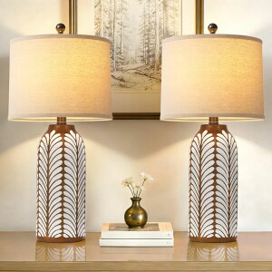 �T�t�@���B�� safavieh �e�[�u�������v �T�t�@�r�� �T�t�@���B�A WIHTU 27'' Resin Table Lamp Set of 2, Farmhouse Nightstand Lamps for Living Room, Rustic Carved Bedside Lamp with Linen Lampshade for Bedroom, Hallway, Entryway(2 Bulbs I 