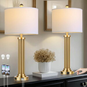 �T�t�@���B�� safavieh �e�[�u�������v �T�t�@�r�� �T�t�@���B�A MOUVOVO 28 Tall Modern Table Lamps Set of 2 with USB C+A Ports and AC Outlet, 3 Way Touch Metal Bedside Lamps for Bedroom, Gold Nightstand Lamps for Living Room �y���s