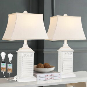 �T�t�@���B�� safavieh �e�[�u�������v �T�t�@�r�� �T�t�@���B�A Hamucd Table Lamps for Living Room Set of 2, Coastal White Bedside Lamps for Bedroom with USB A+C Outlet Modern Resin 3-Color Temperature Nightstand Lamp for End Table (B 