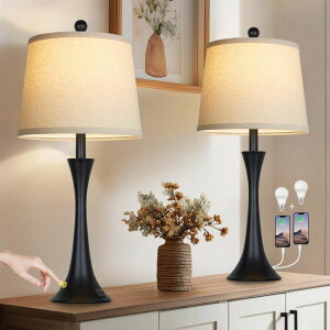 �T�t�@���B�� safavieh �e�[�u�������v �T�t�@�r�� �T�t�@���B�A Rinweey 27.5 Table Lamps Set of 2, Touch Bedside Lamps with USB C+A Ports, 3 Way Dimmable Nightstand Lamps for Bedroom, Living Room, Office, Black Lamp with Beige Lampsh 
