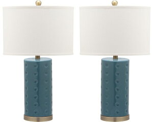 �T�t�@���B�� safavieh �e�[�u�������v �T�t�@�r�� �T�t�@���B�A SAFAVIEH Lighting Collection Roxanne Modern Blue Ceramic 26-inch Bedroom Living Room Home Office Desk Nightstand Table Lamp Set of 2 (LED Bulbs Included) �y���s�A��