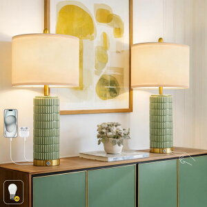 �T�t�@���B�� safavieh �e�[�u�������v �T�t�@�r�� �T�t�@���B�A PoKat 25'' Bedside Table Lamps Set of 2 for Living Room with USB A&C Ports, Touch Lamps with 3-Way Dimmable Control for Bedroom, Farmhouse Green Lamps for Nightstand Offi 