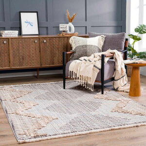 �T�t�@���B�� safavieh �e�[�u�������v �T�t�@�r�� �T�t�@���B�A Hauteloom Lore Farmhouse Living Room Bedroom Southwestern Tribal Area Rug - Soft Shaggy High Low Carpet - High Pile - Bohemian, Boho - Gray, Brown, Beige, Cream - 6'7 x 