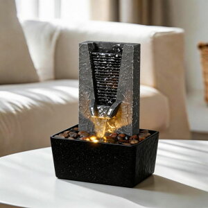 ��� ���� ��̃I�u�W�F �e�[�u���g�b�v�t�@�E���e�� �C���e���A���� Zen Tabletop Indoor Water Fountain - Indoor Waterfall with LED Light, Relaxing Water Sounds for Office Desk Decor, Home Meditation & Stress Relief, Ideal Relaxat