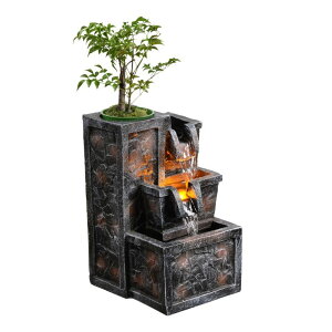 ��� ���� ��̃I�u�W�F �e�[�u���g�b�v�t�@�E���e�� �C���e���A���� Tolevoit Tabletop Water Fountain Rustic Room Decor Zen Waterfall Fountains Office Desk Accessories Bedroom, Living Room Indoor Decoration with Led Light �y��
