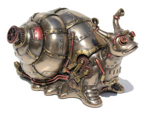 �Ǌ|�����v ������� Veronese Design 4.5 Tall Steampunk Giant Land Snail Hidden Trinket Box Cold Cast Resin Antique Bronze Finish �y���s�A���i�z