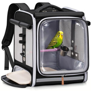 �C���R ���� �o�[�h �g���x���L�����A�[ Mancro Bird Carrier Backpack for Small Birds, Cockatiel, Parrot, Bird Backpack with Tray and Standing Perch, Bird Travel Carrier Cage with Clear Window and Breathable Mesh Front for Vet Visits �y��