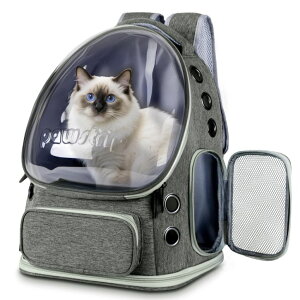 �C���R ���� �o�[�h �g���x���L�����A�[ Pawstrip Cat Backpack Carrier with Large Space Bubble Window, Airline Approved Breathable Pet Carrier for Small Dogs Cats up to 15lbs, Foldable for Travel Hiking & Outdoor Use �y���s�A���i�z