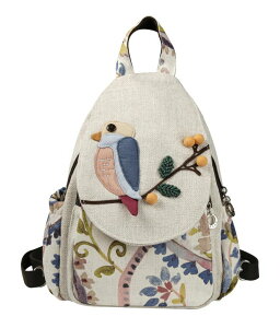 �C���R ���� �o�[�h �g���x���L�����A�[ HUANGGUOSHU Bohemian Knit Backpack - Original Handcrafted Design Multi-Pocket, Adjustable, and Ideal Gift for Girls, Moms, and Students Travel Essentials and Schoolbag birdie �y���s�A���i�z