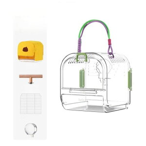 �C���R ���� �o�[�h �g���x���L�����A�[ Portable Plastic Bird Cages Lightweight Waterproof Ventilated Travel Bird Cage for Pets Ideal for Outdoor Use Easy to Carry Bird Carrier Perfect for Small Birds and Budgies (Green) �y���s�A���i
