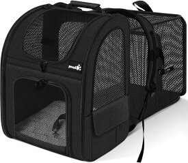 インコ 小鳥 バード トラベルキャリアー Pecute Cat Backpack Carrier Expandable, Pet Backpack for Cats & Small Dogs Up to 11lbs, with 4-Side Breathable Mesh, Multi-Entry & Lockable Zippers for Travel, Hiking, Camping - Hands Free, Bla 【並行輸入品】