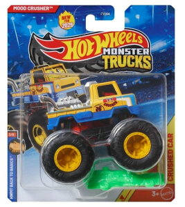 �z�b�g�E�B�[�� �����X�^�[�g���b�N Hot Wheels Monster Trucks Mood Crusher [Yellow] Back to Basics 3/8, New for 2026! 1:64 Scale Diecast Toy Vehicle �y���s�A���i�z