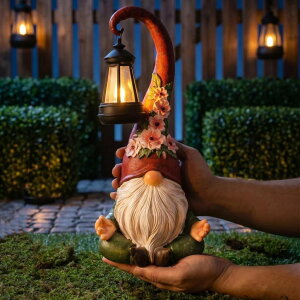 �K�[�f�����C�gLED�\�[���[���C�g �\�[���[�p���[ Roundot Zen Garden Gnomes Statues Solar Lights Figurine Outdoor Lantern �y���s�A���i�z