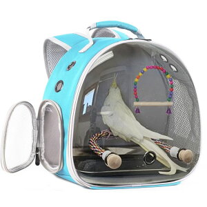 �C���R ���� �o�[�h �g���x���L�����A�[ Portable Parrot Travel Cage Carrier with Small Swing Toy&Cage Colorful Toys Set Small Bird Parakeet Bag with Standing Perch Bird Carry Transport Bag (Green, Backpack/Swing) �y���s�A���i�z