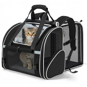 �C���R ���� �o�[�h �g���x���L�����A�[ Lekereise Expandable Cat Backpack Carrier for Cats and Small Dogs up to 18 lbs, Widened Interior with 30% More Bottom Space, Rear Expansion up to 80% More Space, Breathable Mesh, Sun Shade, Bla �y��