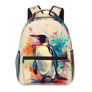 �C���R ���� �o�[�h �g���x���L�����A�[ Mounidso Penguin Backpack Gifts, Travel Backpacks Laptop Rucksack, School Bookbag for Kids Teens Girls Boys, Colorful Splash Art Penguin Back Pack Accessories Bags for Work, Outdoor, Adventures �y��