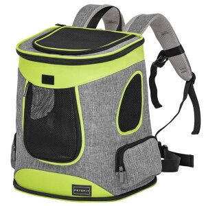 �C���R ���� �o�[�h �g���x���L�����A�[ Petsfit Pet Backpack Carrier Easy-Fit Dog Travel Backpack Carrier for Hiking Walking Cycling Suitable for Small Medium Dogs Cats and Rabbits up to 22 Pounds, Green �y���s�A���i�z