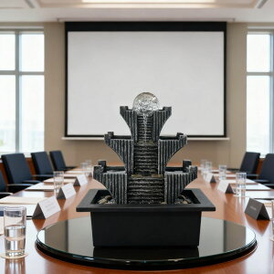 ��� ���� ��̃I�u�W�F �e�[�u���g�b�v�t�@�E���e�� �C���e���A���� BIASUNS Tabletop Waterfalls Mountain with Pagoda Stepped & Spining Orb, Indoor Soothing Zen Fountain s for Home Office Relaxation �y���s�A���i�z