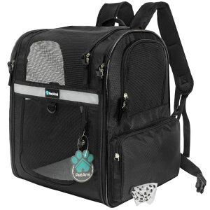 �C���R ���� �o�[�h �g���x���L�����A�[ PetAmi Dog Backpack Carrier for Cats, 4-Way Entry Ventilated, 18 lbs, Black �y���s�A���i�z