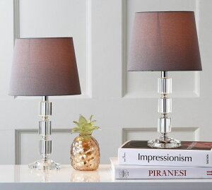 �T�t�@���B�� safavieh �e�[�u�������v �T�t�@�r�� �T�t�@���B�A SAFAVIEH Lighting Collection Erin Modern Glam Crystal Cube/ Light Grey Shade 15-inch Bedroom Living Room Home Office Desk Nightstand Table Lamp Set of 2 (LED Bulbs Includ 