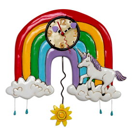 【即納】 虹 ユニコーン アレン デザイン 振り子時計 Allen Designs Rainbows & Unicorns Clock 掛け時計 P1806 ミシェルアレン ミシェル・アレン アレン・デザイン ALLEN DESIGNS 時計 sokunou 【並行輸入品】