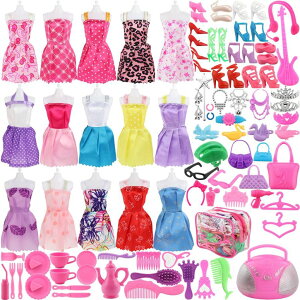 y[z SOTOGO 106 Pieces Doll Clothes Set h[ hX Include 15 Pieces Clothes Party Grown Outfits and 90 Pieces Different Doll Accessories l` - The Great Gift For Little Girl sokunou ysAiz