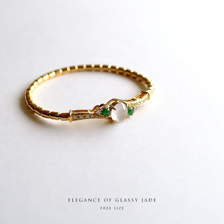 楽天市場】翡翠 (ヒスイ)×ダイヤ×K18YG 『ELEGANCE OF GLASSY JADE  