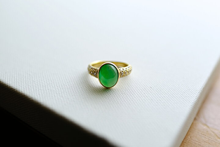 楽天市場】翡翠 (ヒスイ)×K18リング 『LUMINANCE』(15号/グリーン翡翠  