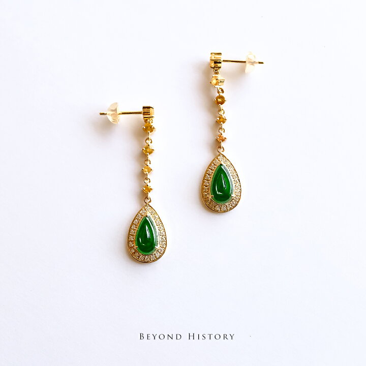 楽天市場】翡翠(ヒスイ)×ダイヤモンド×イエローダイヤモンド×K18YG  