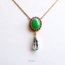 楽天市場】翡翠 ネックレス（種類（宝石）アクアマリン 