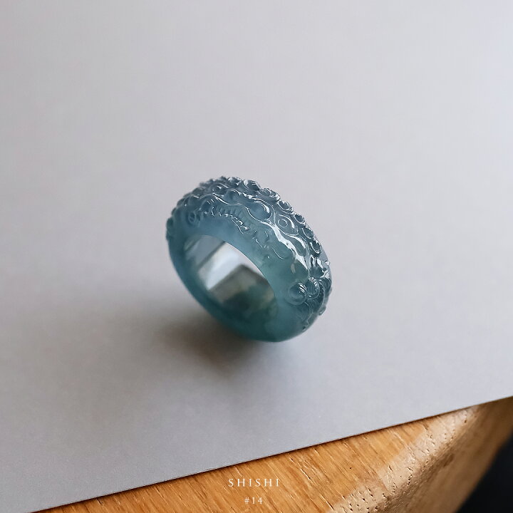 楽天市場】翡翠 (ヒスイ) くりぬき 彫刻 リング『SHISHI』( 14号 
