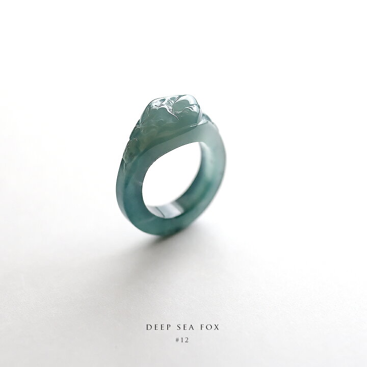 楽天市場】翡翠 (ヒスイ) くりぬき 彫刻 リング『DEEP SEA FOX』( 12号 