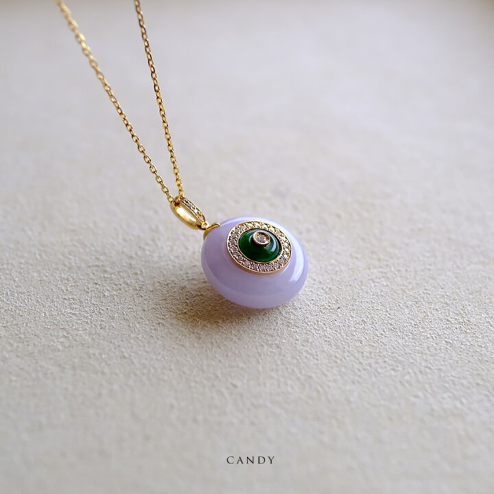 楽天市場】翡翠 (ヒスイ)×ダイヤモンド×K18YGペンダントトップ『CANDY 