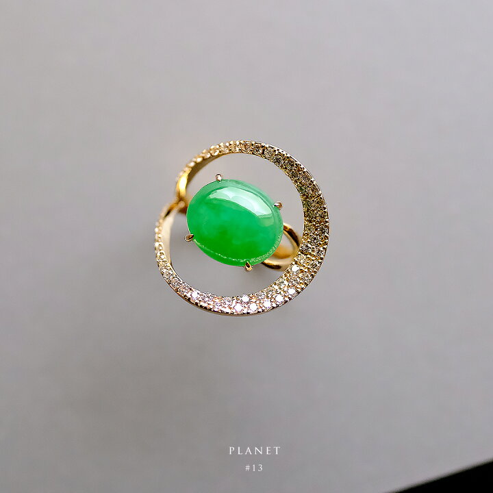 楽天市場】翡翠 (ヒスイ) × ダイヤモンド × K18YG 『PLANET』(13号 