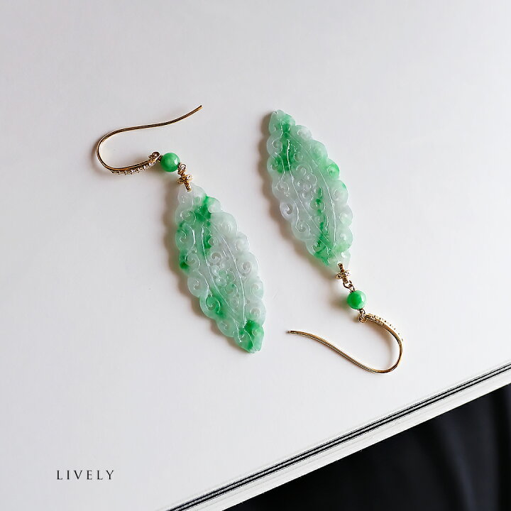 楽天市場】翡翠（ヒスイ）× ダイヤモンド × K18YGピアス 『LIVELY 