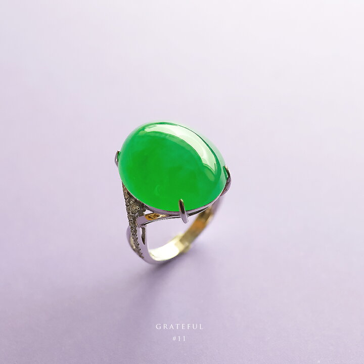 楽天市場】翡翠 (ヒスイ) × ダイヤモンド × K18WG リング『GRATEFUL 