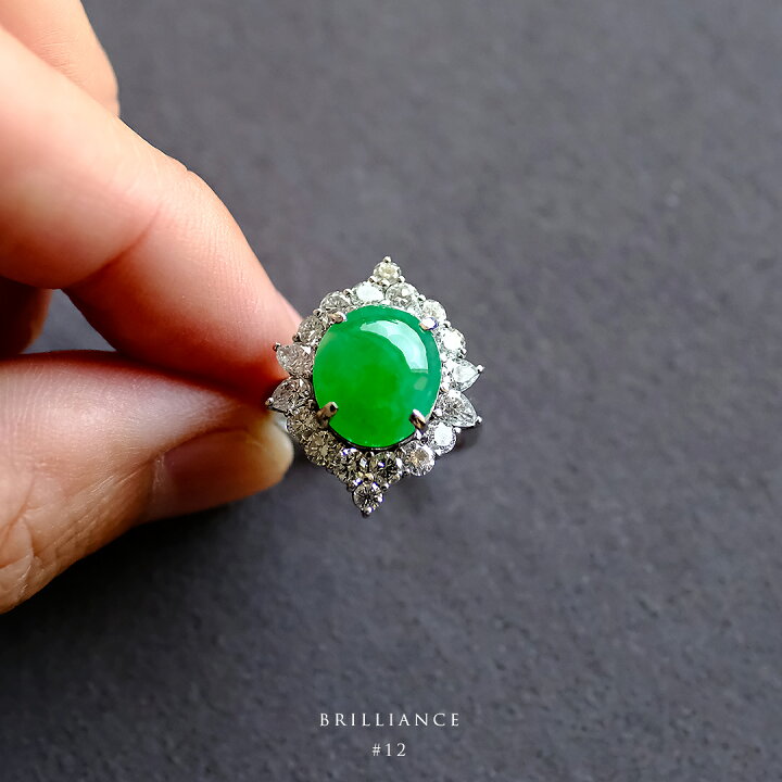 楽天市場】翡翠 (ヒスイ) × ダイヤモンド × PT900 リング『BRILLIANCE 