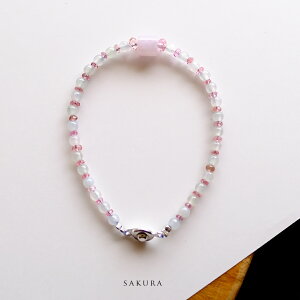 翡翠(ヒスイ) 丸玉ブレスレット『SAKURA』(ピンクラベンダー&氷翡翠、ピンクトルマリン/内周16.5cm)一点物 無着色 上質 ミャンマー産 天然ひすい ジェダイト 硬玉 天然石 国石 パワーストー