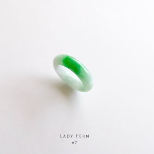 翡翠 (ヒスイ)くりぬきリング 『LADY FERN』 ( 7号/アイシーグリーン&アイシーホワイト翡翠) 一点物 希少 高品質 無着色 ミャンマー産天然ひすい ナチュラルジェダイト 硬玉 5月誕生石 国石 お