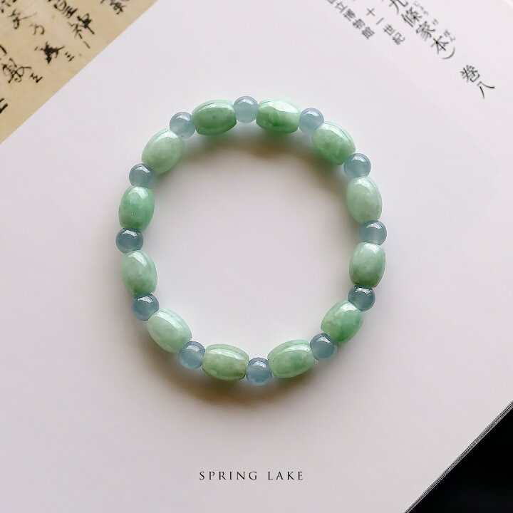 楽天市場】翡翠(ヒスイ) 丸玉 管玉 ブレスレット『Spring Lake 