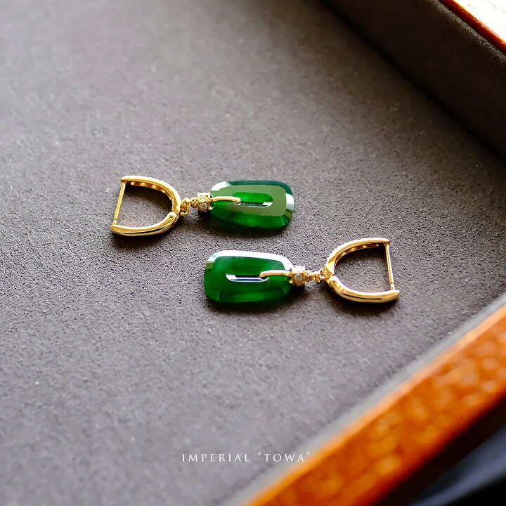 楽天市場】翡翠(ヒスイ) × ダイヤモンド × K18YG ピアス『IMPERIAL  