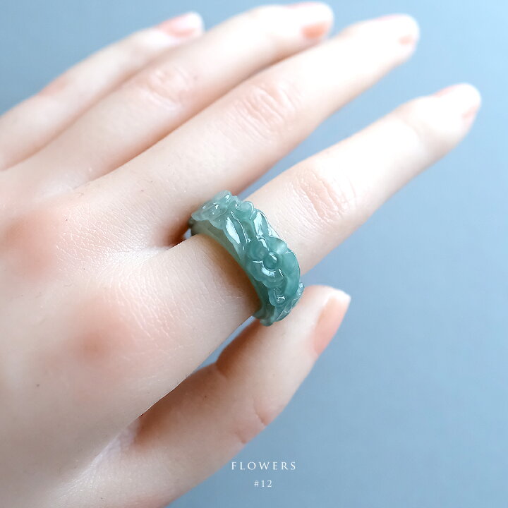 楽天市場】翡翠(ヒスイ)彫刻くりぬきリング『FLOWERS』( 12号 