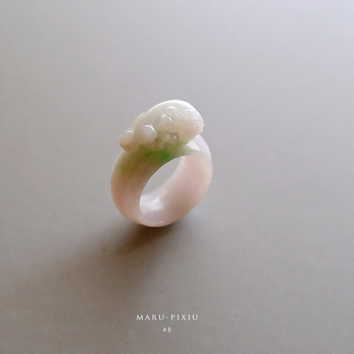 楽天市場】翡翠(ヒスイ)彫刻くりぬきリング『MARU-PIXIU』( 8号 