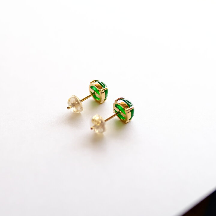 楽天市場】翡翠 (ヒスイ)彫刻 × K18YG ピアス 『IMPERIAL THREE LEGS 