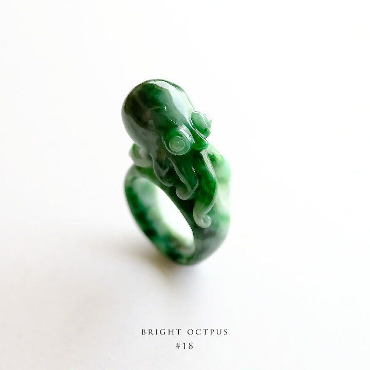 楽天市場】翡翠 (ヒスイ) 彫刻 くりぬきリング 『BRIGHT OCTOPUS』 (18 