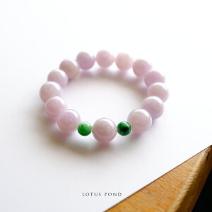 翡翠(ヒスイ) 丸玉ブレスレット『LOTUS POND』(ラベンダー&グリーン翡翠/内周15.5cm)一点物 無着色 上質 ミャンマー産 天然ひすい ジェダイト 硬玉 天然石 国石 パワーストーン 5月誕生石 プ