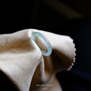 翡翠 (ヒスイ)くりぬきリング 『MOONLIGHT』(16.5号/アイシーライトブルー翡翠) 一点物 希少 高品質 無着色 ミャンマー産天然ひすい ナチュラルジェダイト 硬玉 5月誕生石 国石 お守り パワース